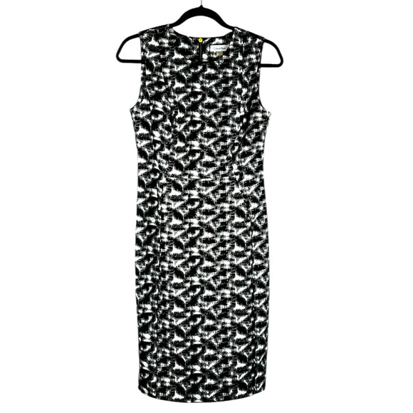 Calvin Klein Black & White Career Business Sleeveless Chic Sheath Dress Size 6 - Picture 1 of 7